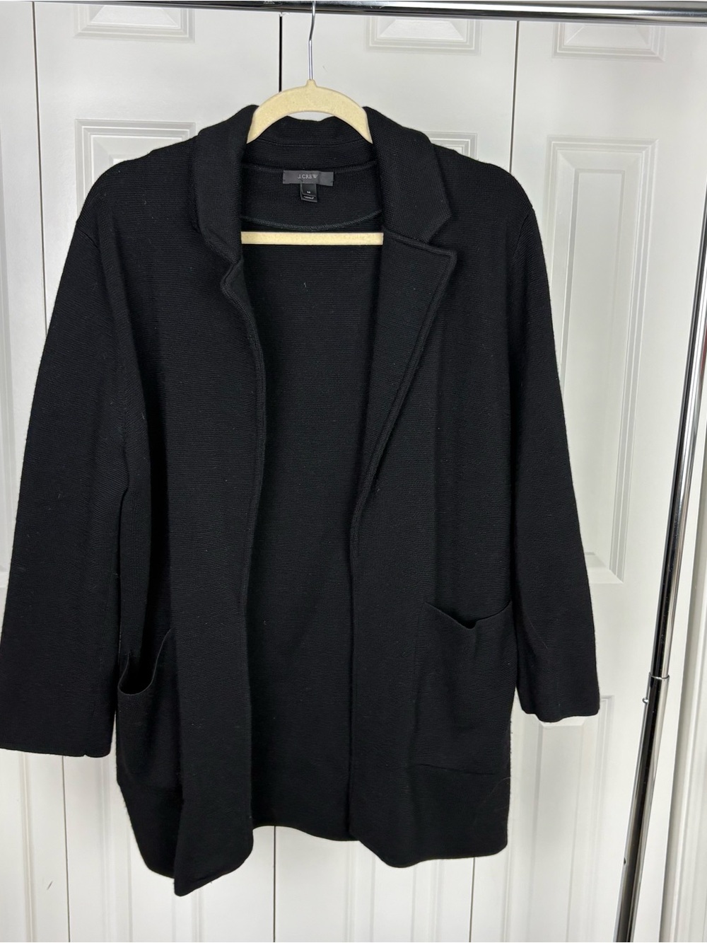 J Crew Black Merino Wool Cardigan